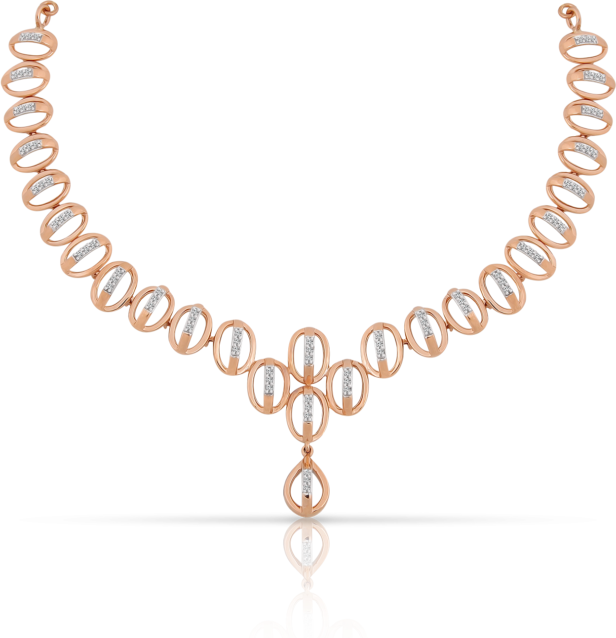 Elegant Rose Gold Diamond Necklace PNG