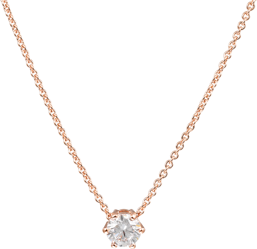 Elegant Rose Gold Diamond Necklace PNG