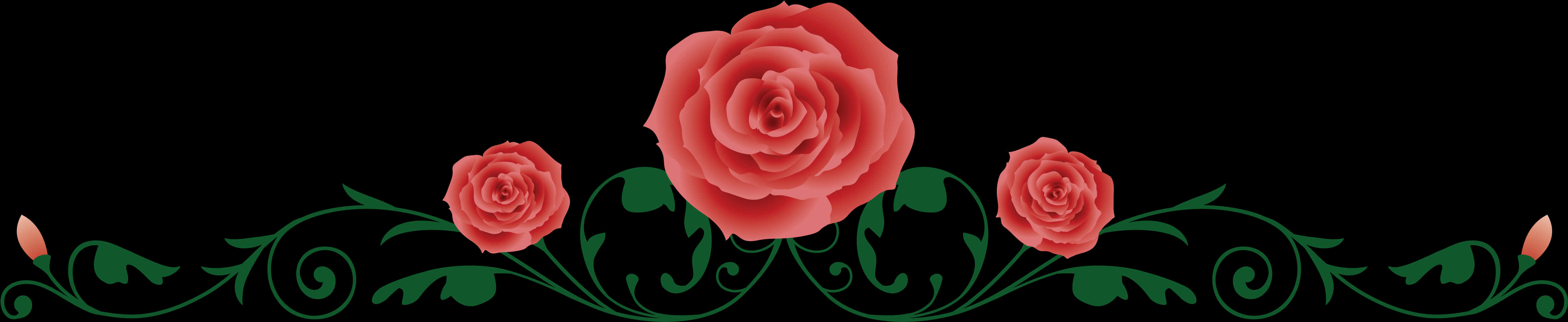 Elegant Rose Vine Border PNG