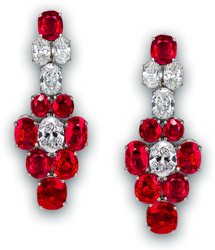 Elegant Ruby Diamond Earrings PNG