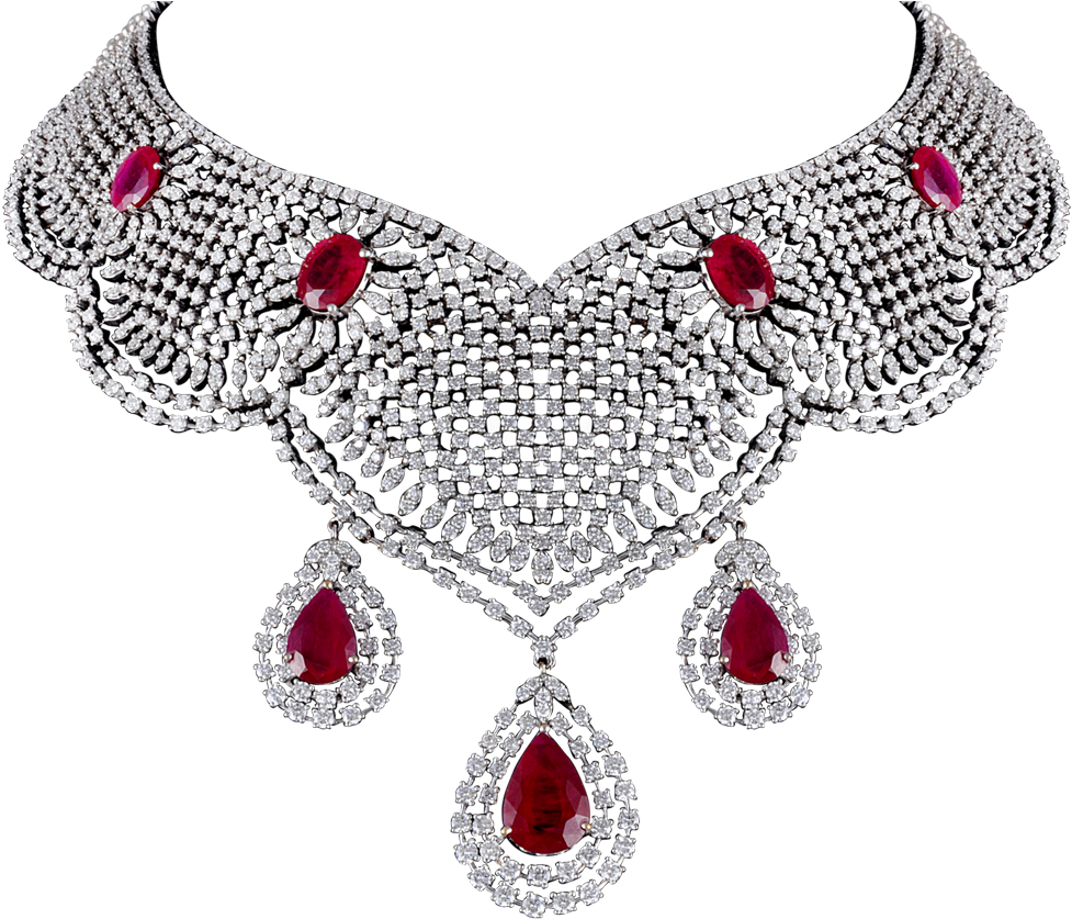 Elegant Ruby Diamond Necklace PNG