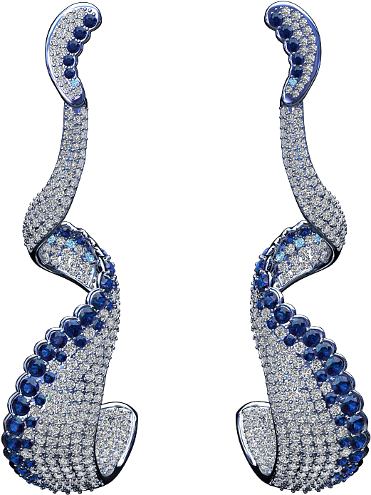 Elegant Sapphire Diamond Earrings PNG