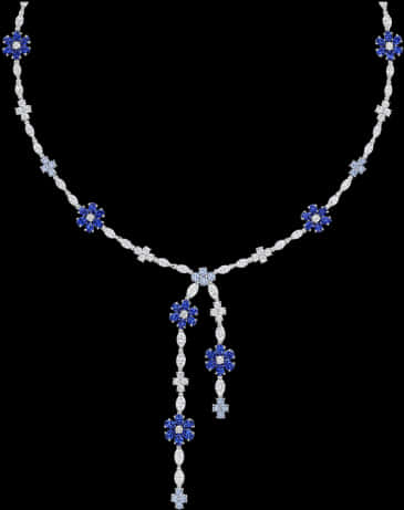 Elegant Sapphire Diamond Necklace PNG
