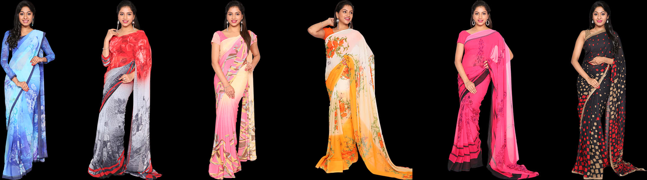 Elegant Saree Collection Showcase PNG