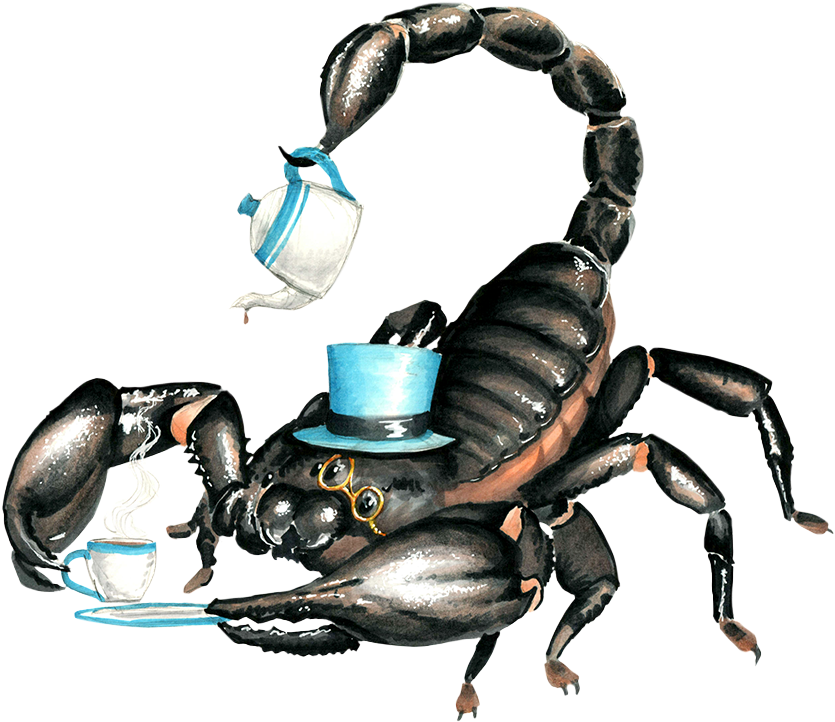 Elegant Scorpion Tea Party PNG