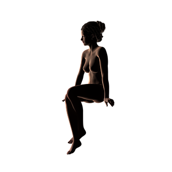 Elegant Silhouette Woman Seated PNG