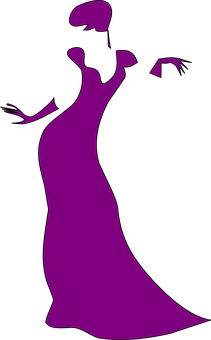 Elegant Silhouette Womanin Gown PNG