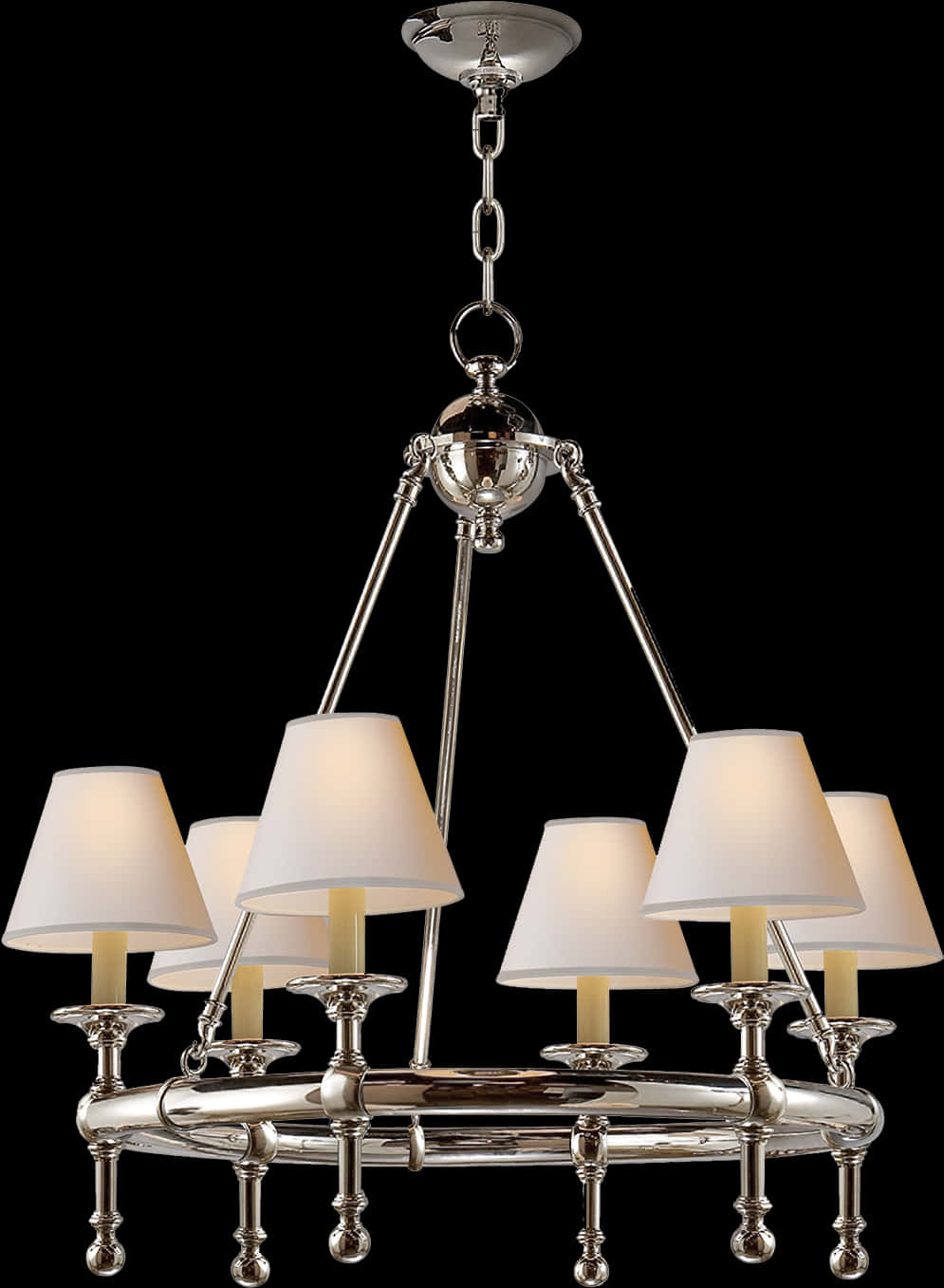 Elegant Silver Chandelierwith Shades.jpg PNG