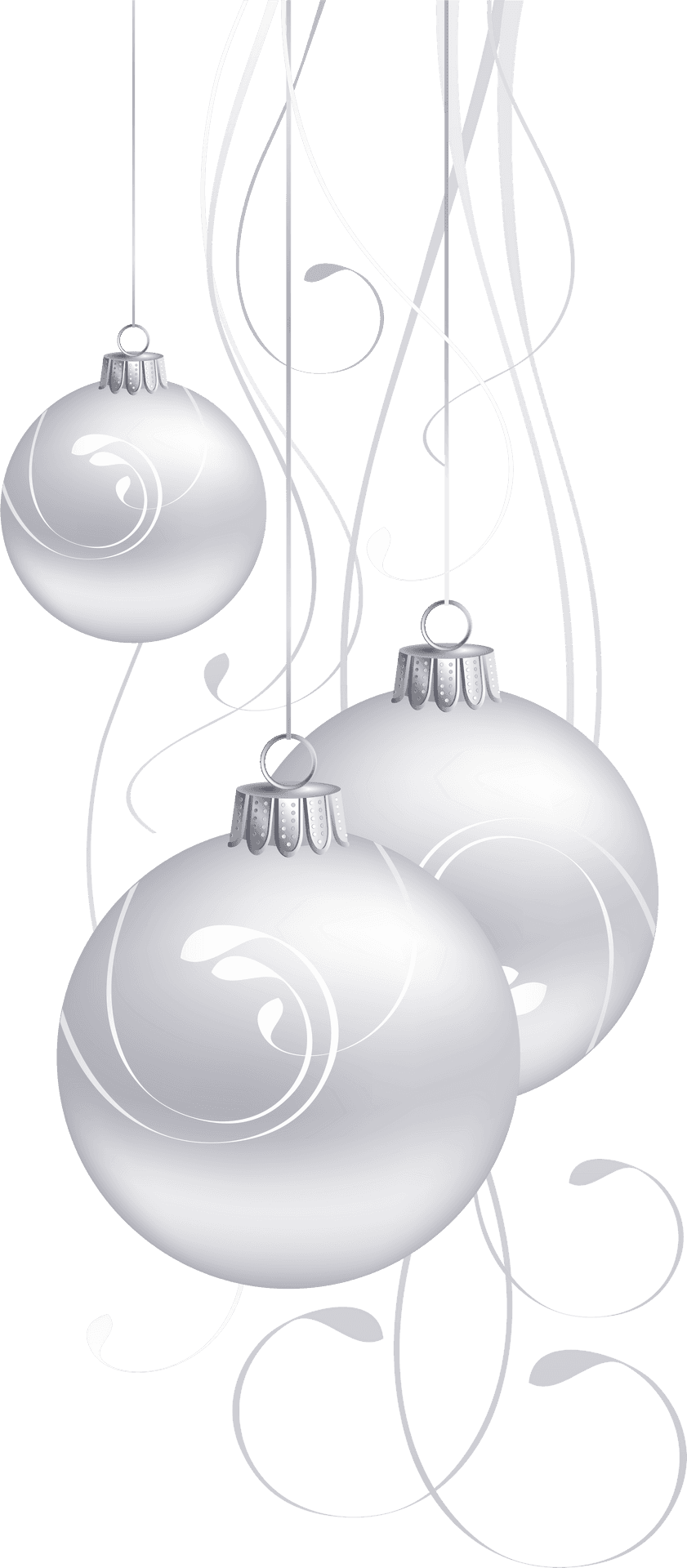 Elegant Silver Christmas Ornaments PNG