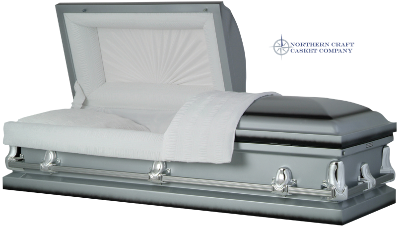 Elegant Silver Coffin Display PNG