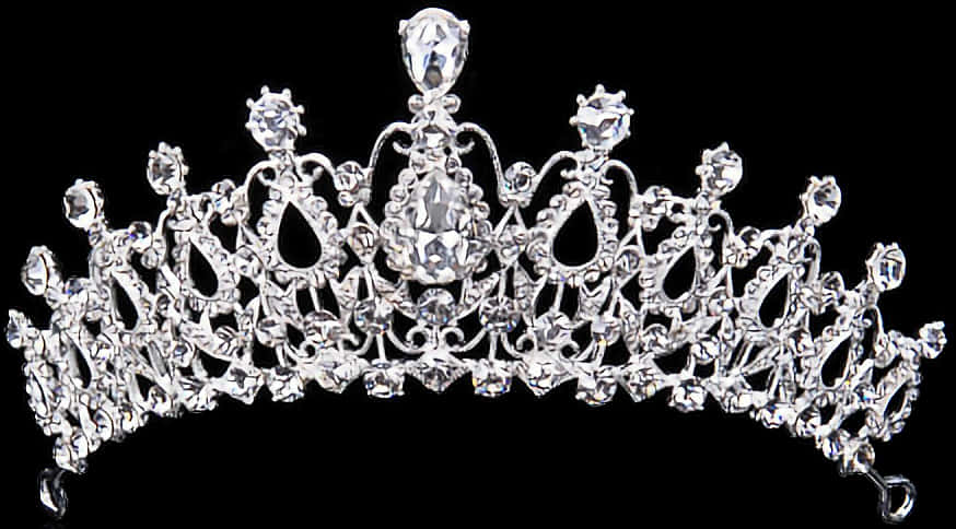 Elegant Silver Diamond Crown PNG