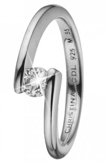 Elegant Silver Diamond Ring PNG