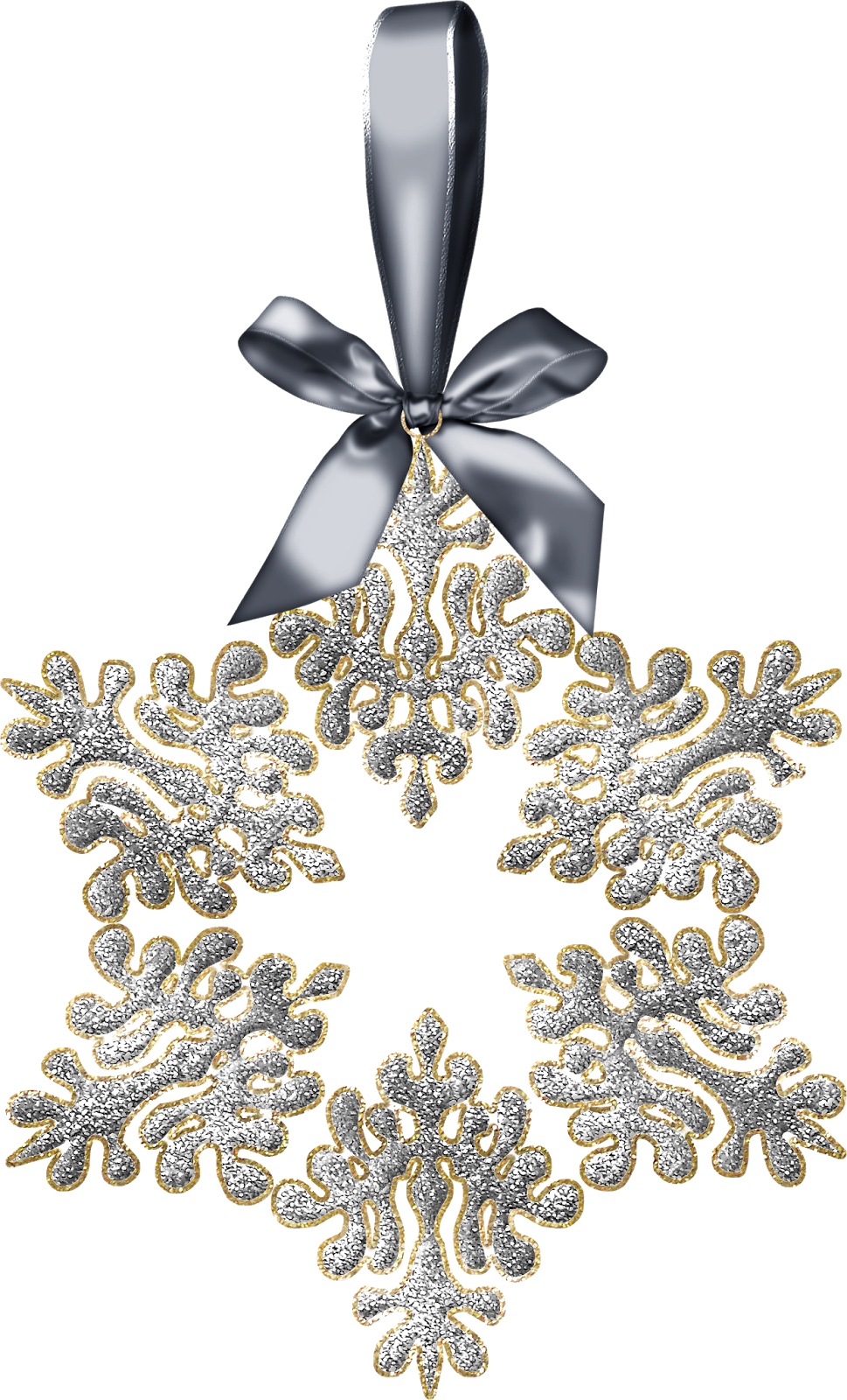 Elegant Silver Gold Snowflake Decoration PNG