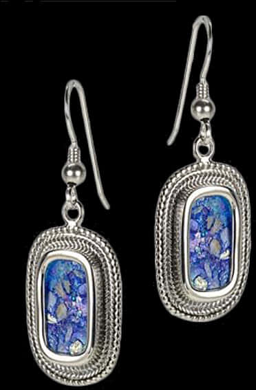 Elegant Silver Opal Earrings PNG