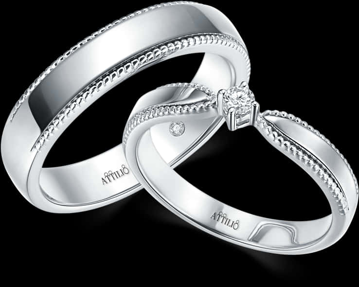 Elegant Silver Wedding Rings PNG
