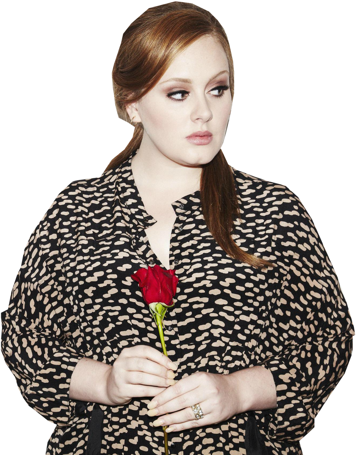 Elegant Singer Holding Red Rose PNG