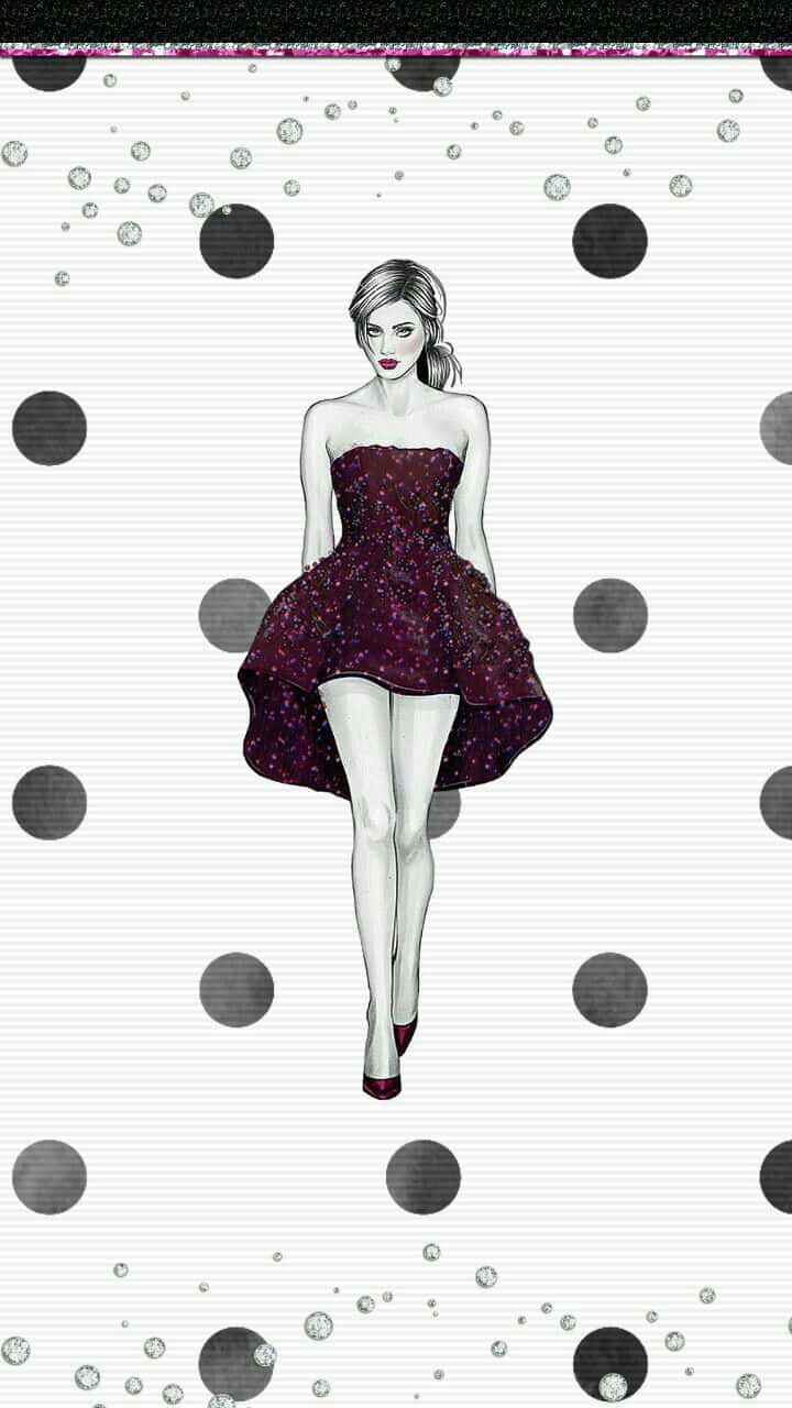 Elegant Sketchof Modelin Purple Dress Wallpaper