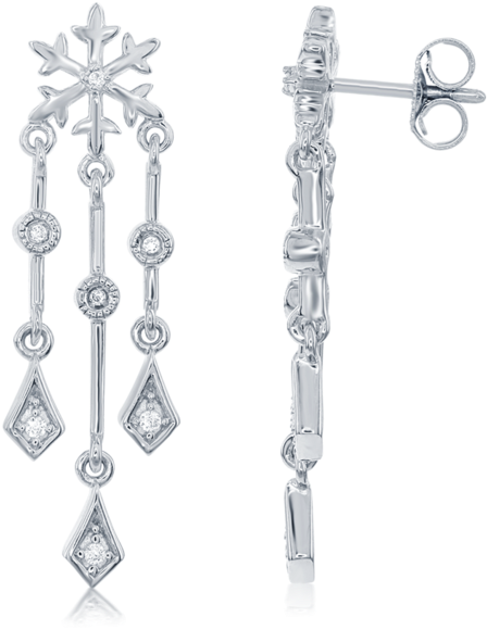 Elegant Snowflake Dangle Earrings PNG