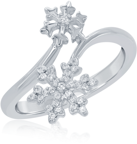 Elegant Snowflake Diamond Ring PNG