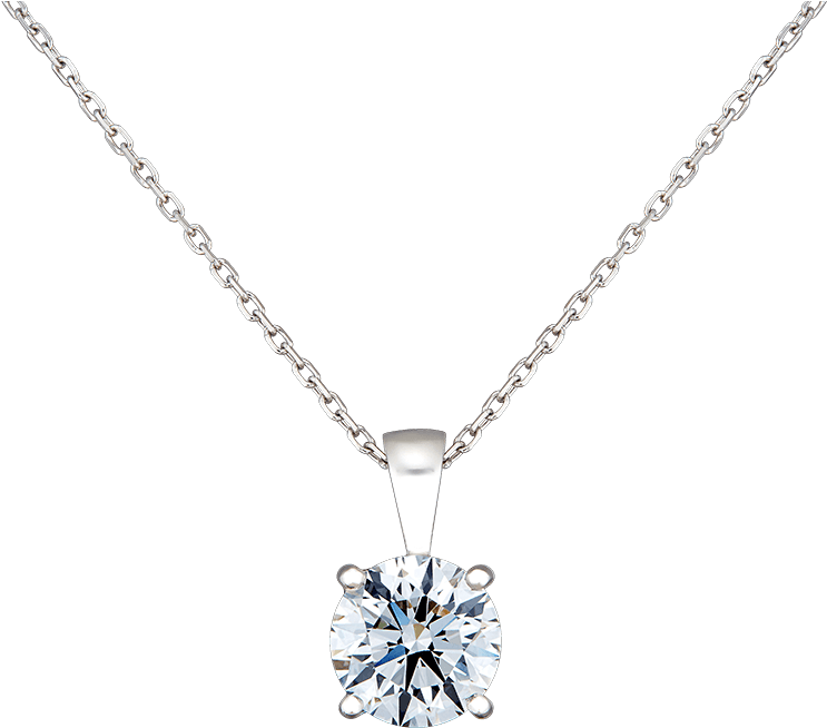 Elegant Solitaire Diamond Necklace PNG