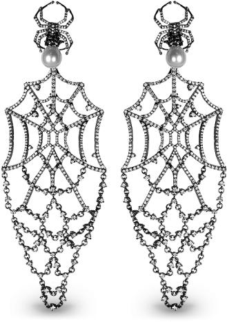Elegant Spiderweb Earrings PNG