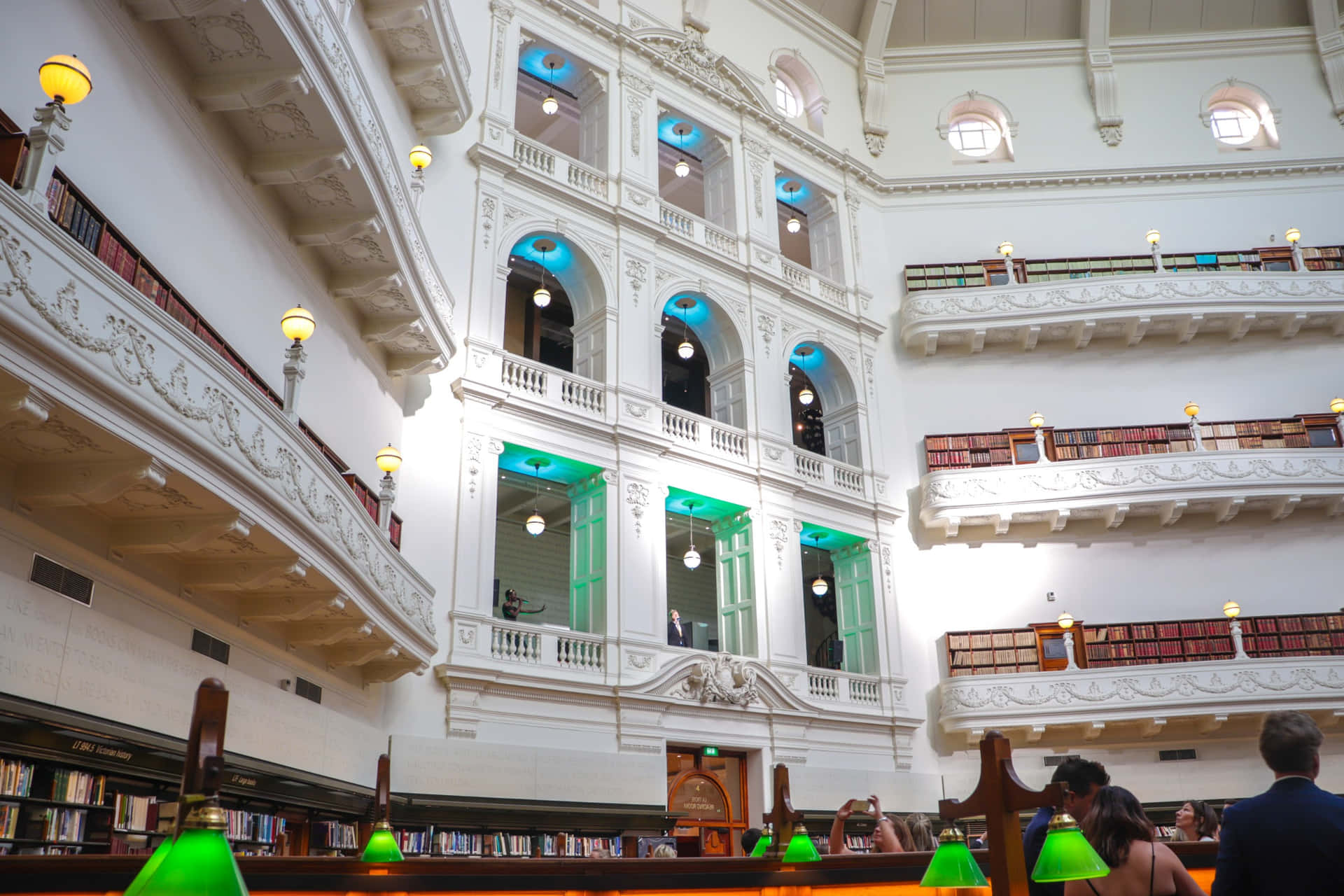 Elegant State Library Interior Wallpaper