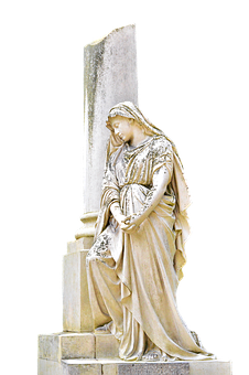 Elegant Statue Leaning On Pillar PNG