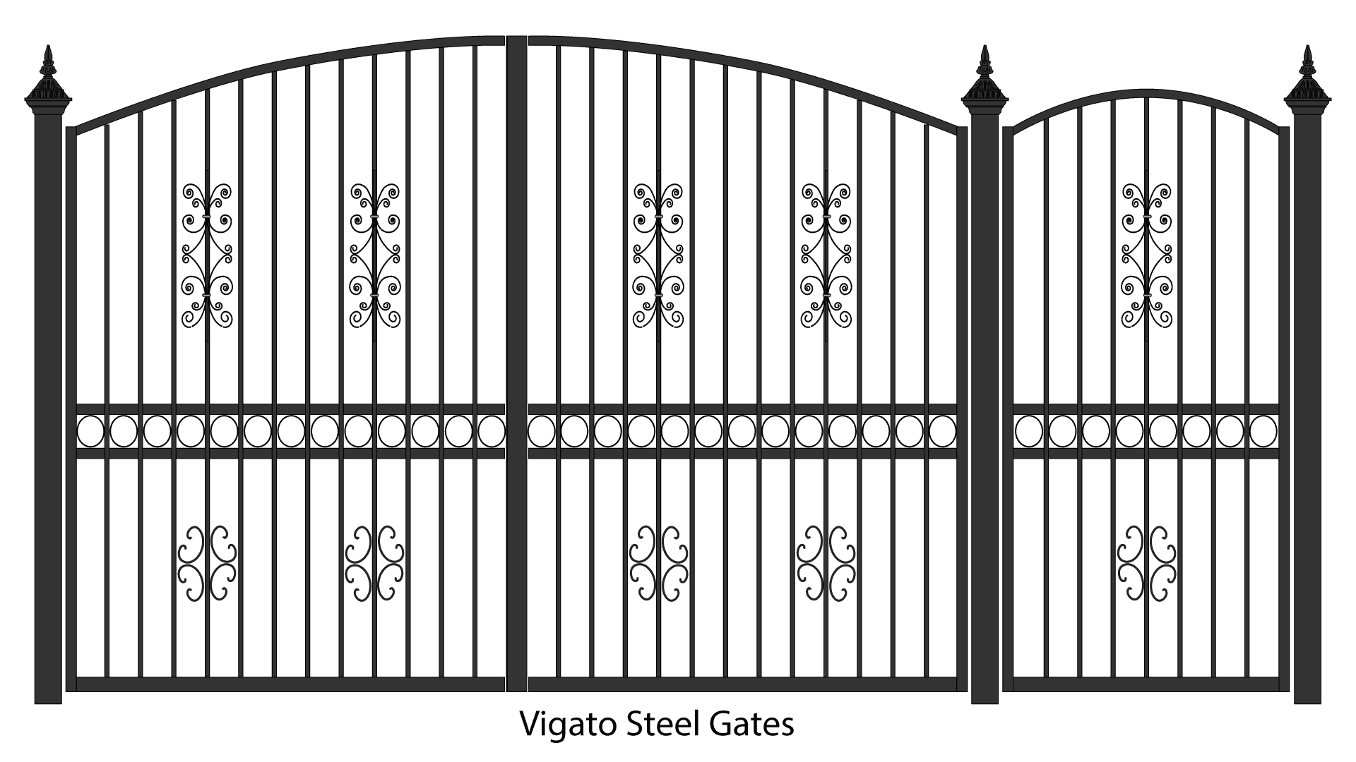 Elegant Steel Double Gates Design PNG