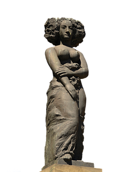 Elegant Stone Sculpture Female Figure PNG