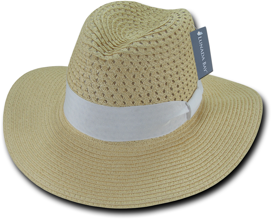 Elegant Straw Hatwith White Band PNG