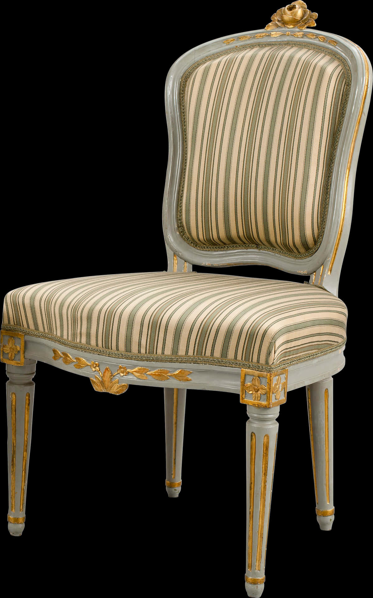 Elegant Striped Antique Chair PNG