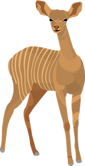 Elegant Striped Deer Illustration PNG