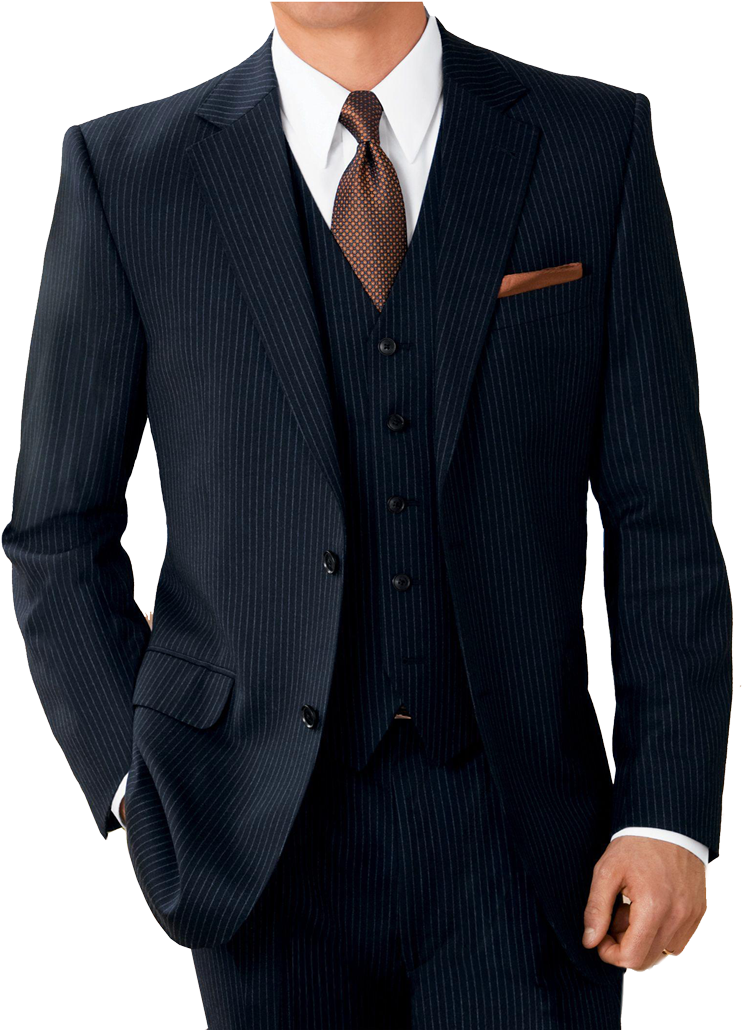 Elegant Striped Suit PNG