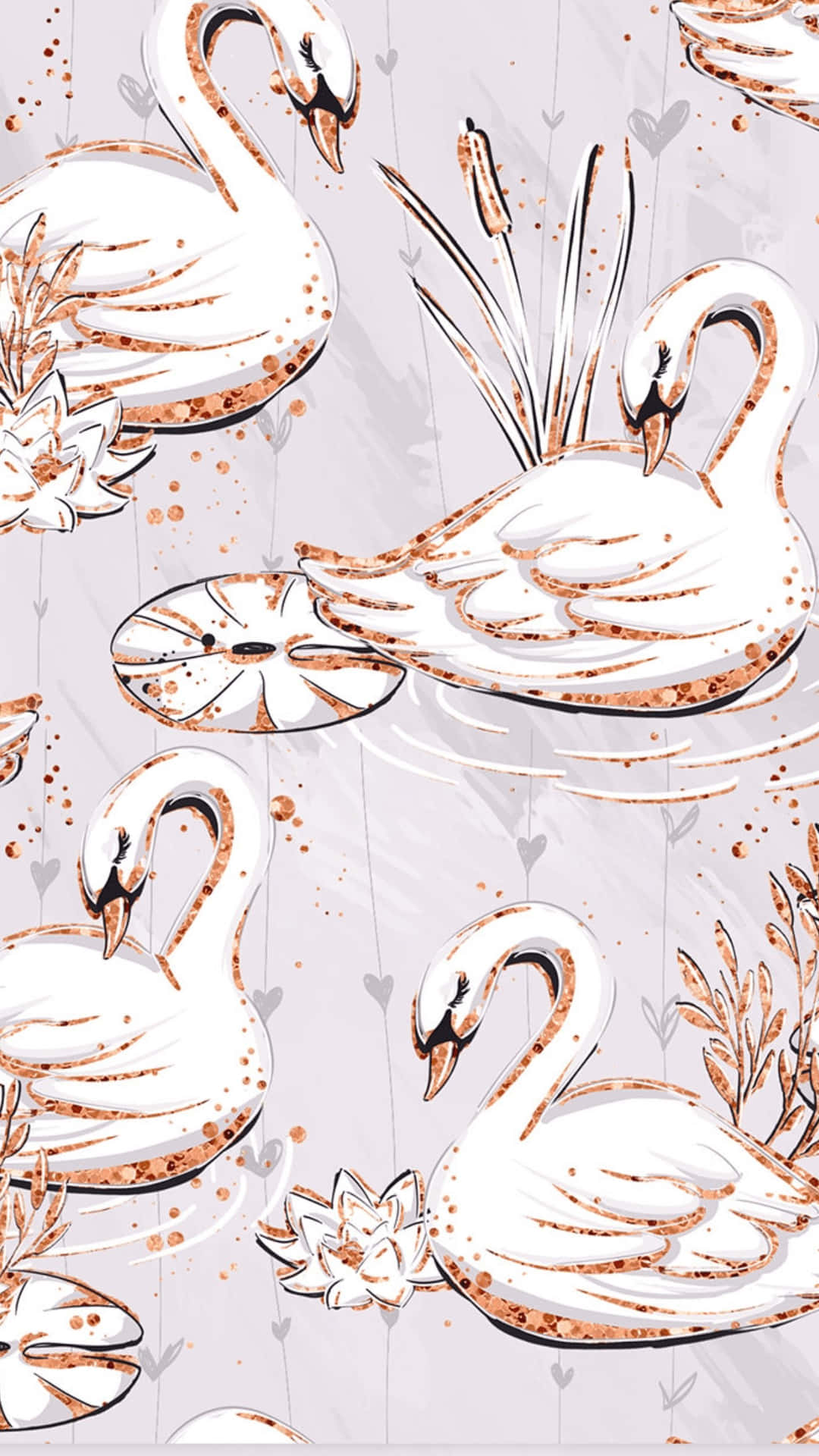 Elegant Swans Pattern Wallpaper