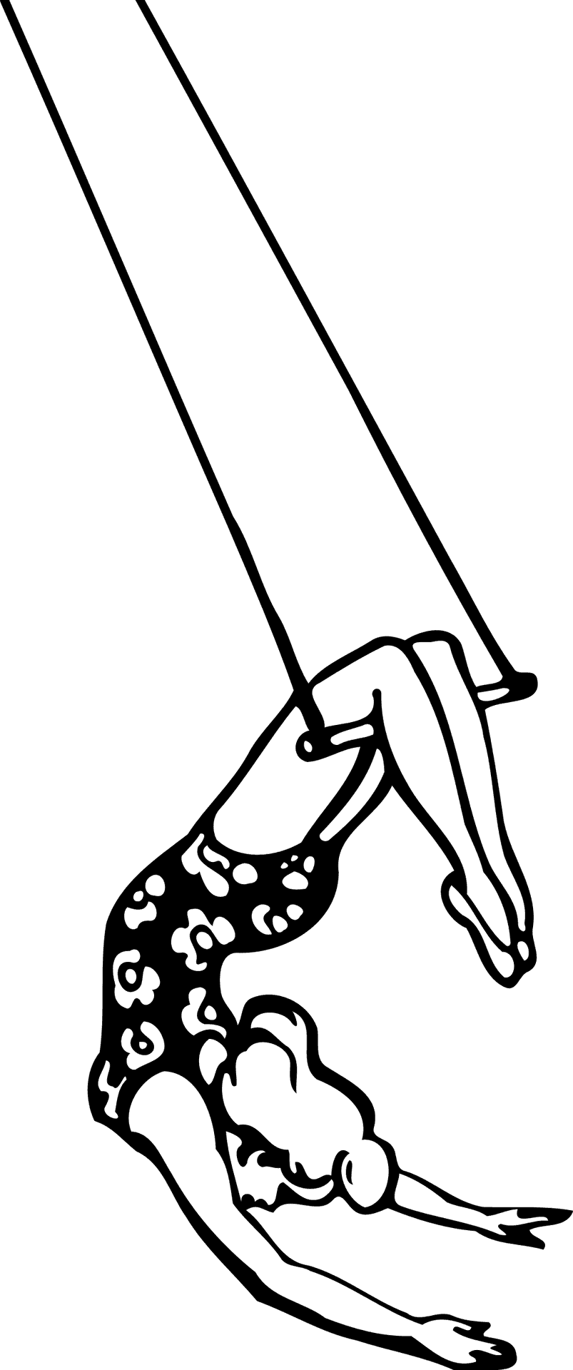 Elegant Swinging Trapeze Artist Line Drawing PNG