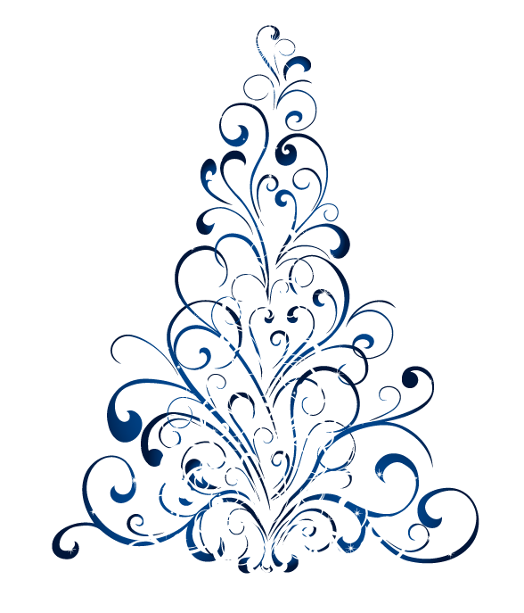 Elegant Swirl Christmas Tree Clipart PNG