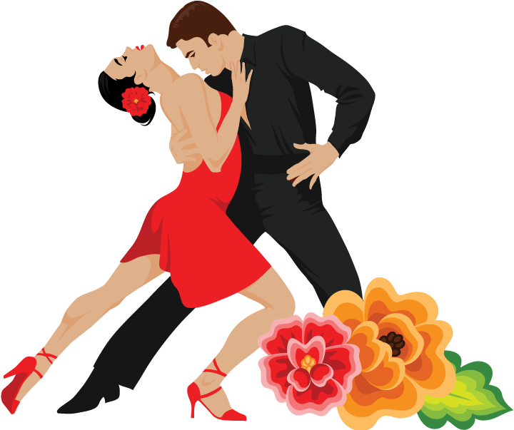 Elegant Tango Dancers Illustration PNG