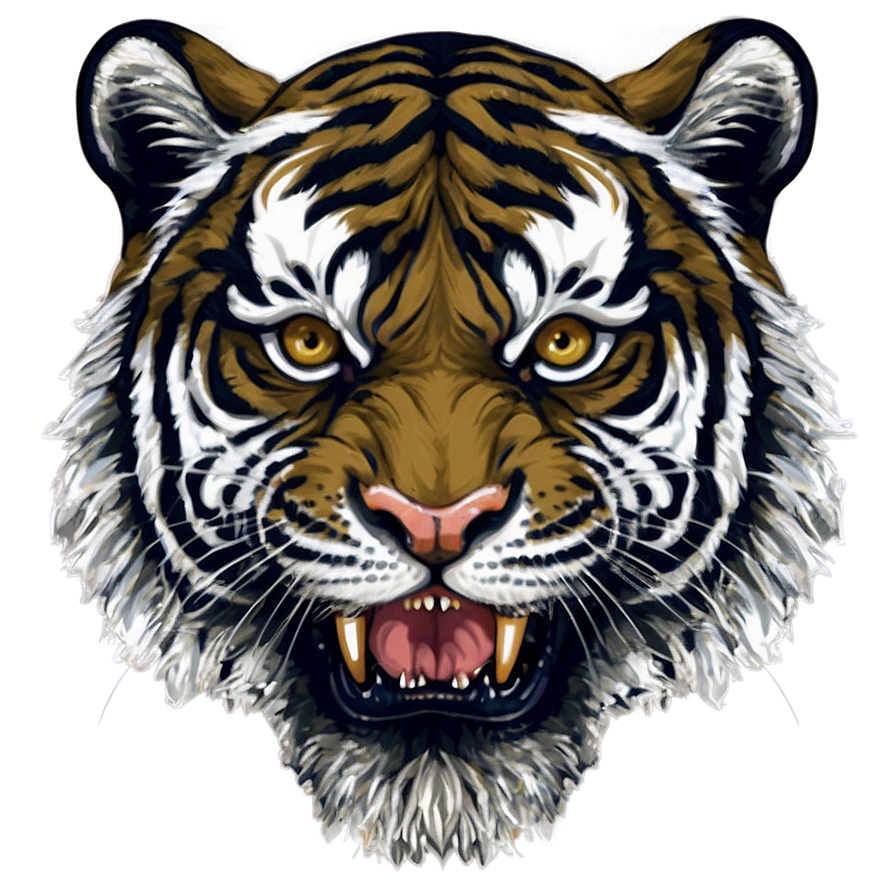 Elegant Tiger Face Outline Png 06252024 PNG