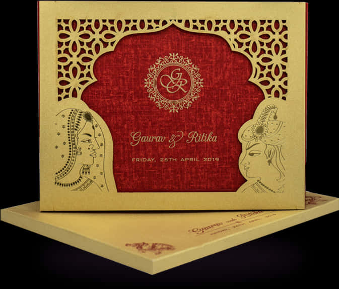 Elegant Traditional Wedding Invitation Card PNG