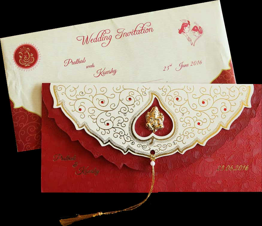 Elegant Traditional Wedding Invitation Card PNG