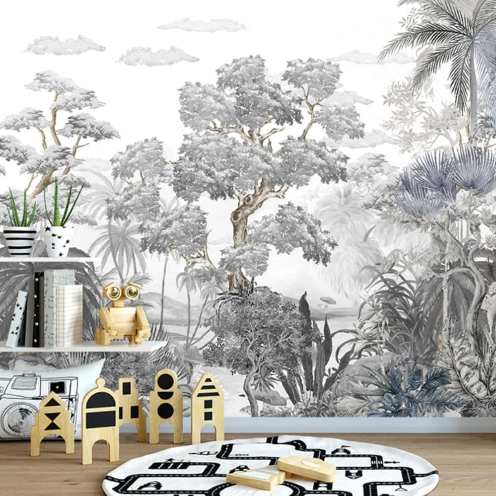 Elegant_ Tree_ Mural_in_ Interior_ Setting Wallpaper