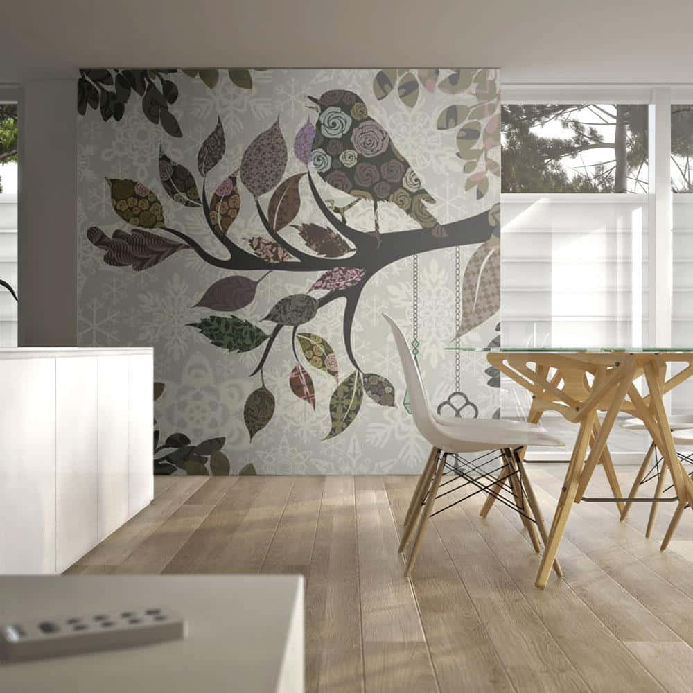 Elegant Tree Mural Interior Design Wallpaper