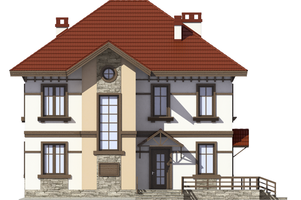 Elegant Two Story House Design PNG
