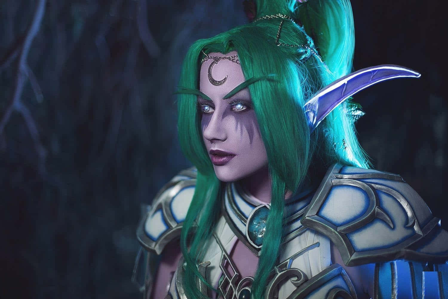 Elegant Tyrande Whisperwind In Moonlight Wallpaper