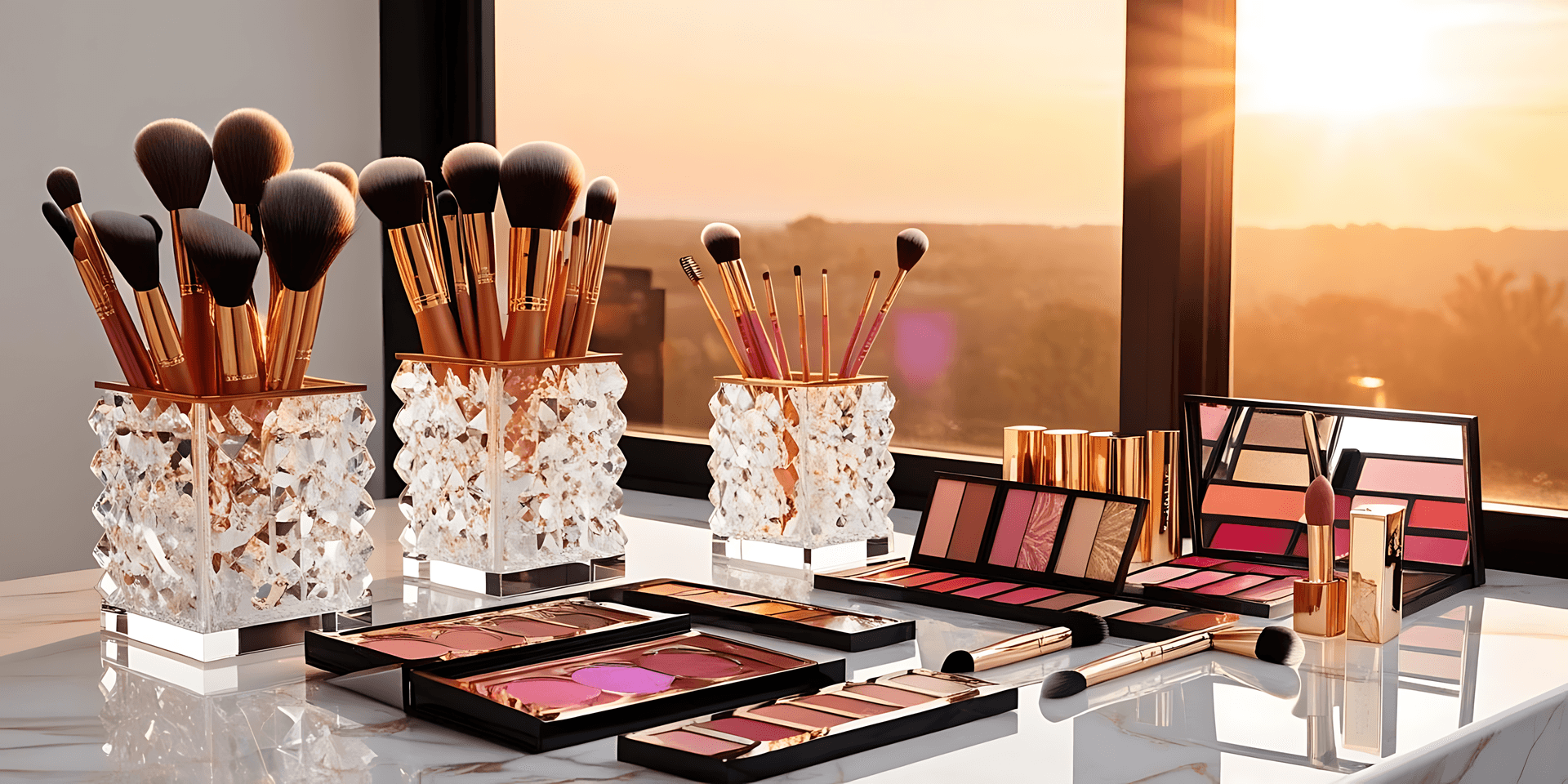 Elegant Vanity Setup With Makeup Wallpaper