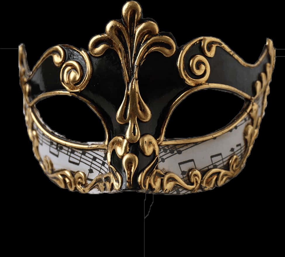 Elegant Venetian Mask Musical Design PNG