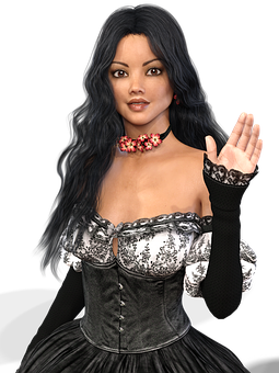 Elegant Victorian Lady3 D Render PNG