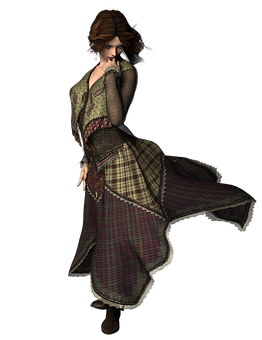 Elegant Vintage Dancer PNG