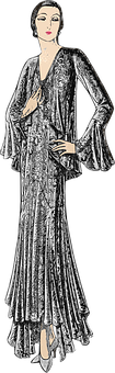 Elegant Vintage Flapper Dress PNG