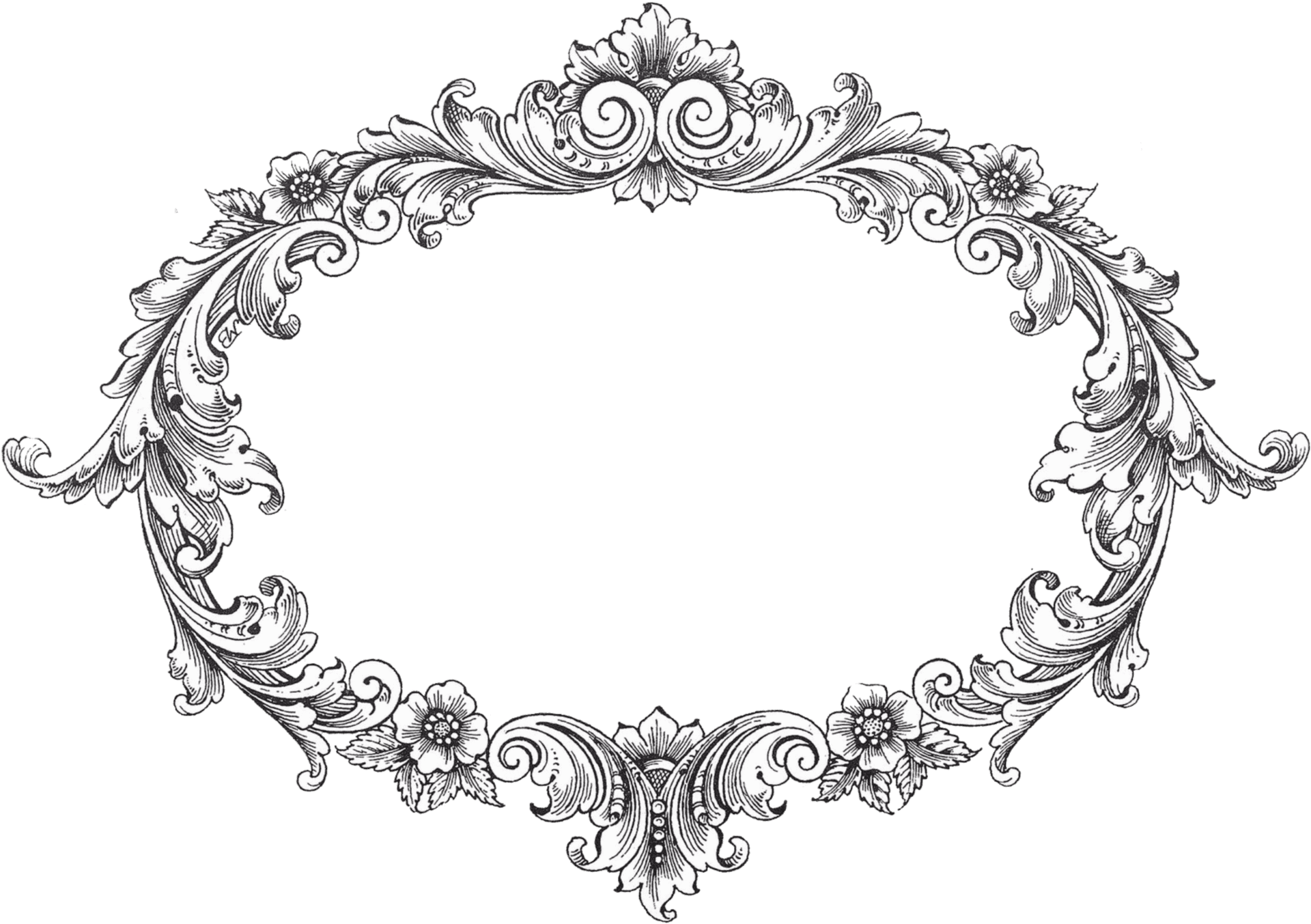 Elegant Vintage Floral Frame PNG